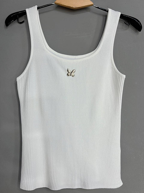 Майка женская A-N 2206 в рубчик с бабочкой, белый, one size Киев - изображение 4