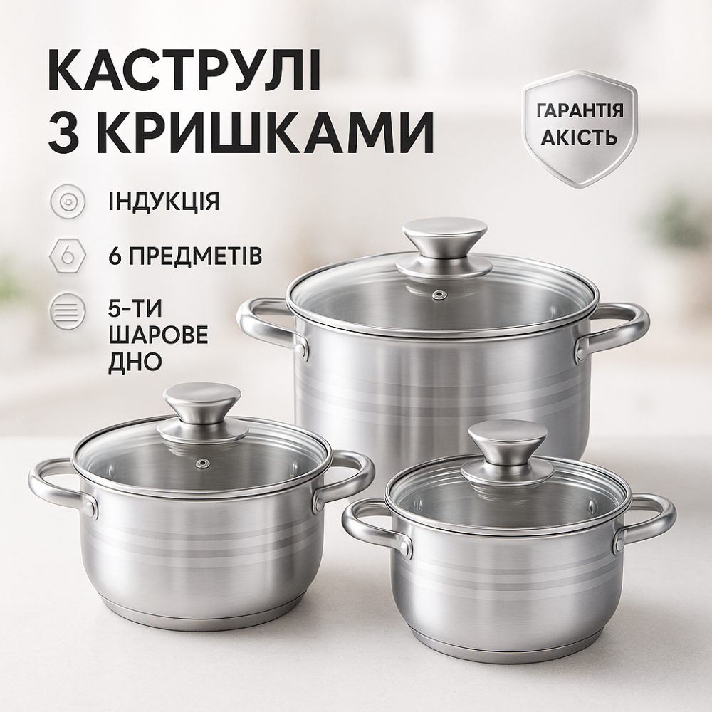 Набір посуду для електричних плит, Хороші каструлі, Набір каструль для електронної плити EP-96 Львів - фото 3