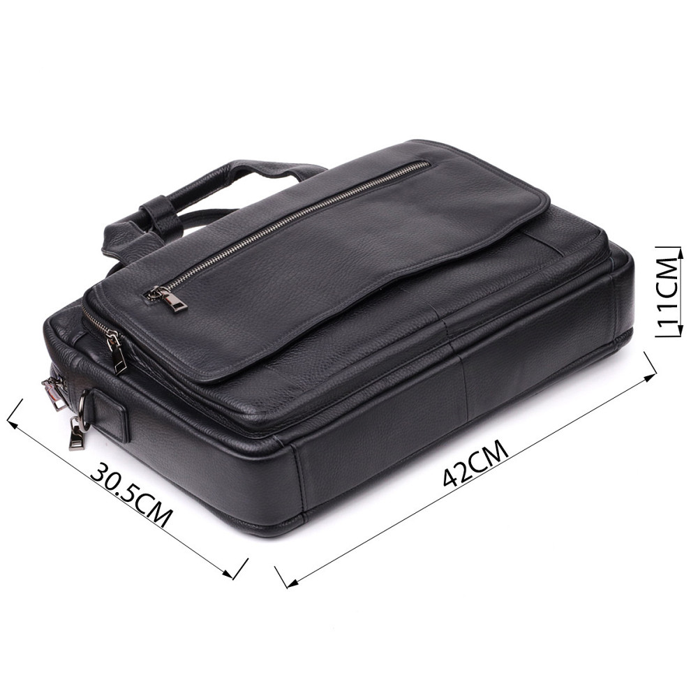 Місткий портфель для чоловіків з натуральної шкіри Vintage 23043 Чорний Київ - фото 3