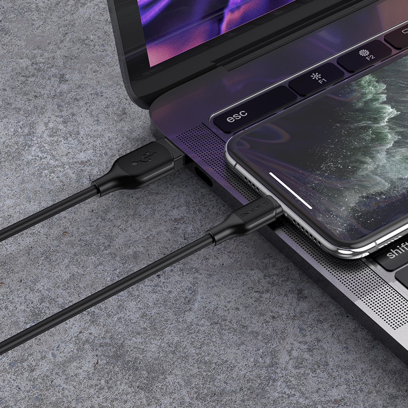 Кабель BOROFONE BX42 USB to iP 2.4A, 1m, silicone, TPE connectors, Black Київ - фото 6