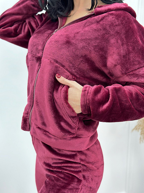 Махровый женский костюм-пижама Palmira батал 54-56, Бордовый Киев - изображение 3