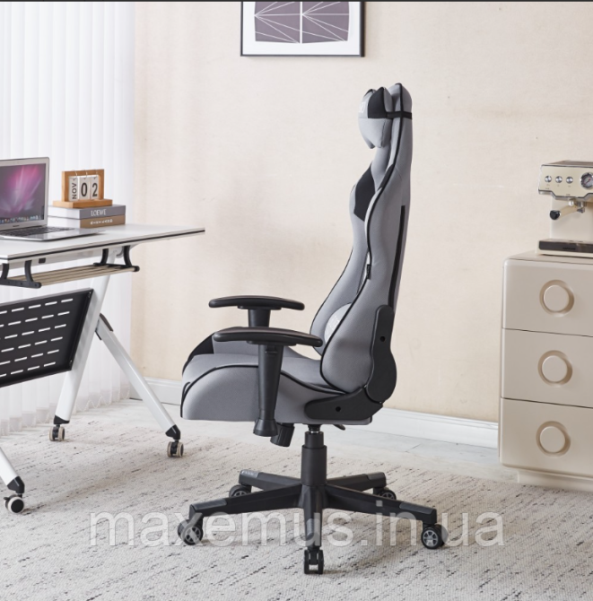 Компьютерное кресло для геймера из ткани с регулировкой подлокотников кресло геймерское B-142 серое Мостиска - изображение 4