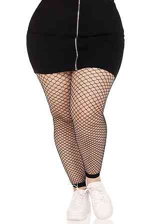 Колготки без стопи Leg Avenue Industrial Net footless tights, 1X/2X, чорні, в сітку Sex Aura Київ