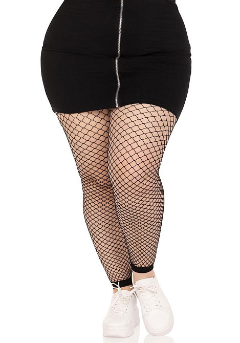 Колготки без стопи Leg Avenue Industrial Net footless tights, 1X/2X, чорні, в сітку Sex Aura Київ - фото 2