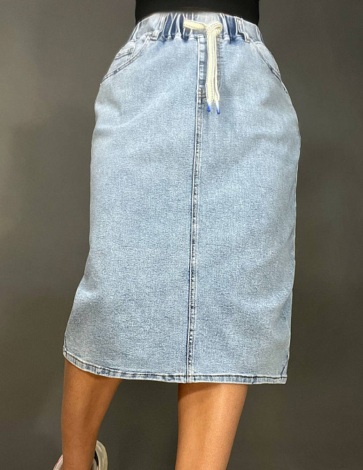 Спідниця жіноча джинсова DNL 207 резинка на талії великі розміри блакитна, блакитний, 33, 33, 90 см, 112 см Київ - фото 10