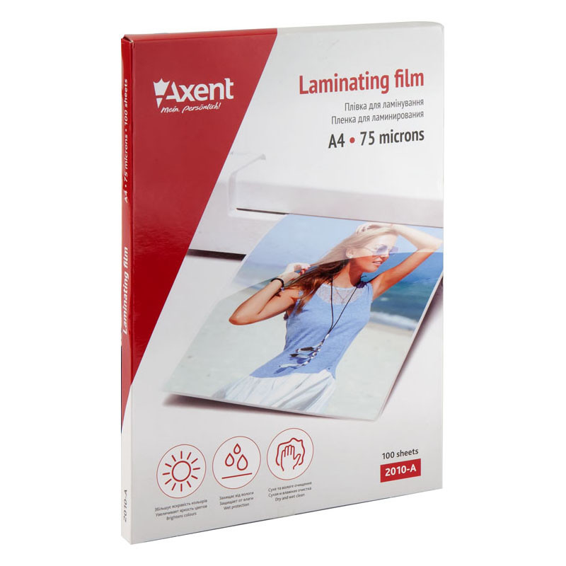 Плівка для ламінування A4/75 мкм. "Axent" 2010-A (216x303мм), (за 100 шт.), шт Київ - фото 1