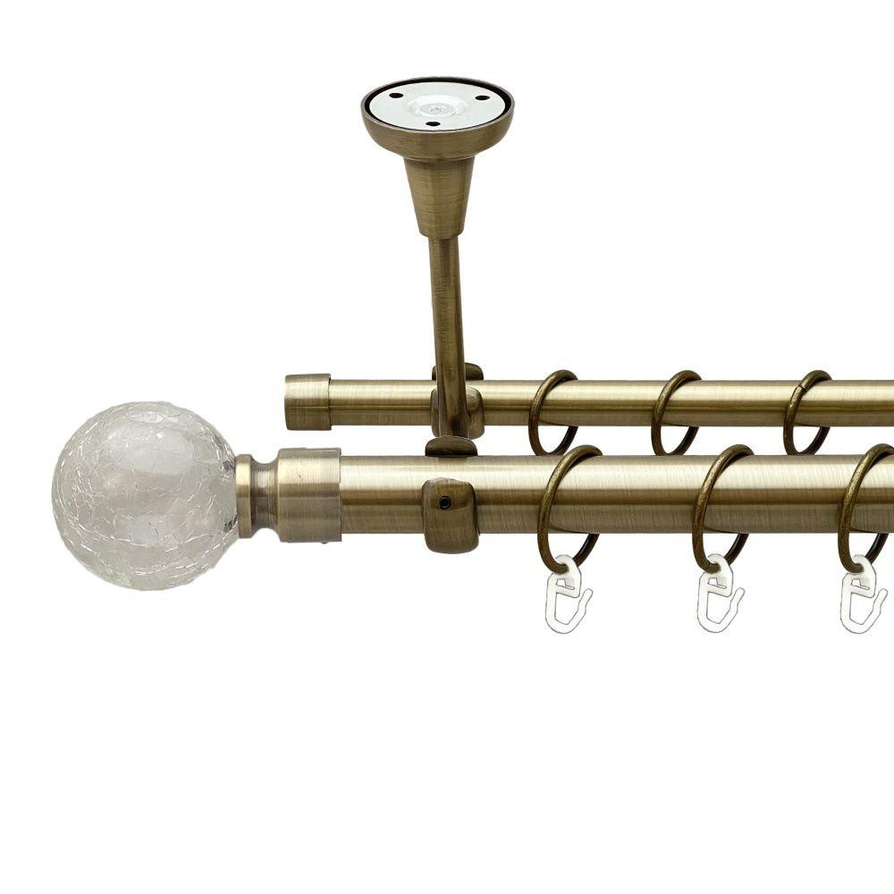 Карниз Orvit Сепія металевий дворядний відкритий до стелі гладка труба кільце металеве Антик 25\16 мм 200 см Львов - изображение 1