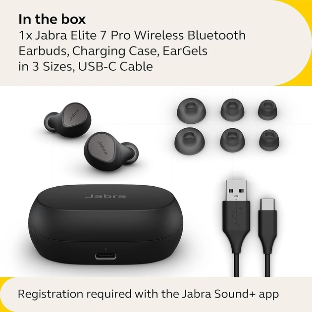 Беспроводные вакуумные Bluetooth наушники Jabra Elite 7 (Черный) Винница - изображение 5