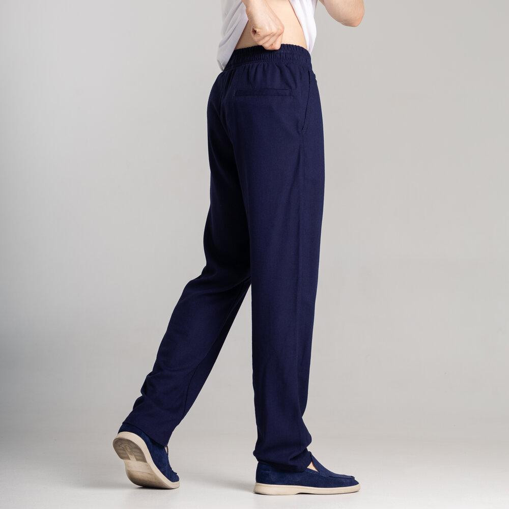 Чоловічі лляні штани вільного крою темно сині Pobedov Chill Київ - фото 5