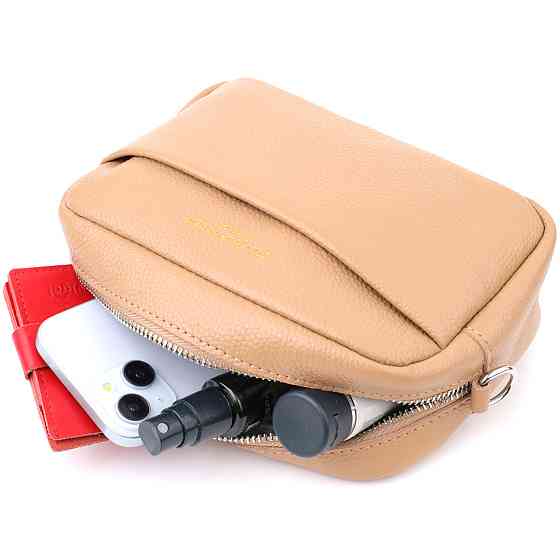 Женская сумка кросс-боди из натуральной кожи Vintage sale_15139 Бежевый Киев