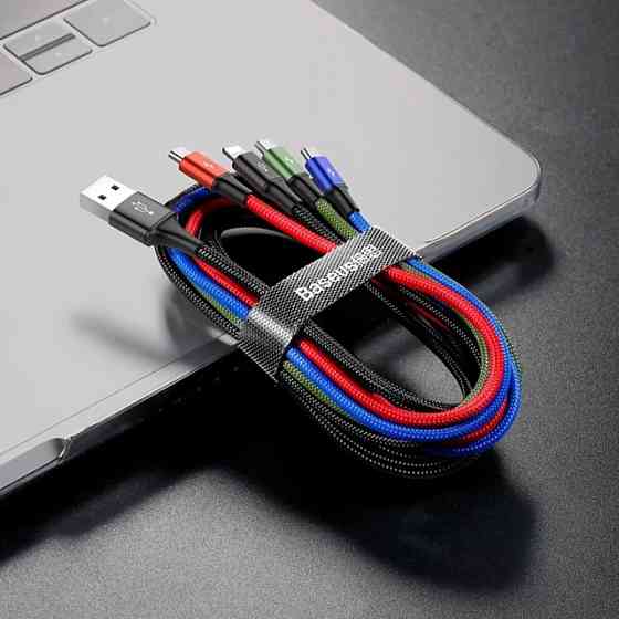 Кабель Baseus Fast 4-in-1 Cable For iP+Type-C(2)+Micro 3.5A 1.2m Black Киев