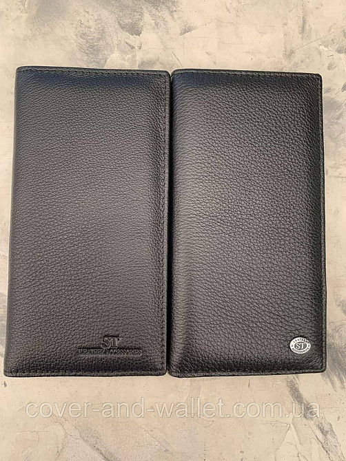 Мужской кожаный кошелек купюрник на магнитах черного цвета ST 152 Киев - изображение 9