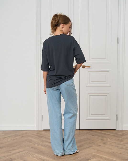 Футболка женская оверсайз круглое горло Nicoletta - Тёмно-серая XL Киев - изображение 2