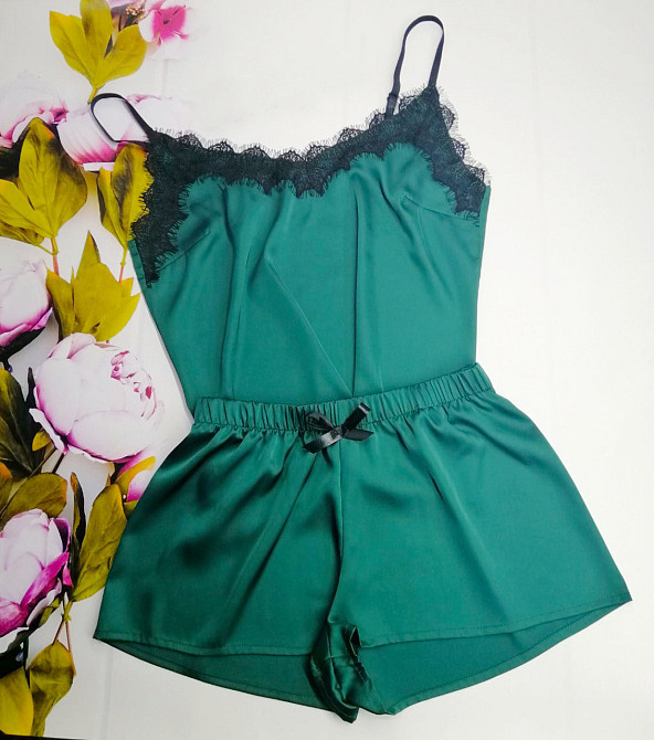 Піжама жіноча шовкова майка і шорти Зелений 48 Харків - фото 5