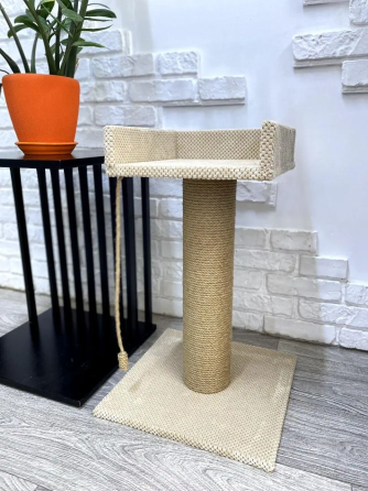 Кігтеточка з лежанкою для кота 2 в 1, дряпка для котів 61×40×40 см з джутовим канатом Київ
