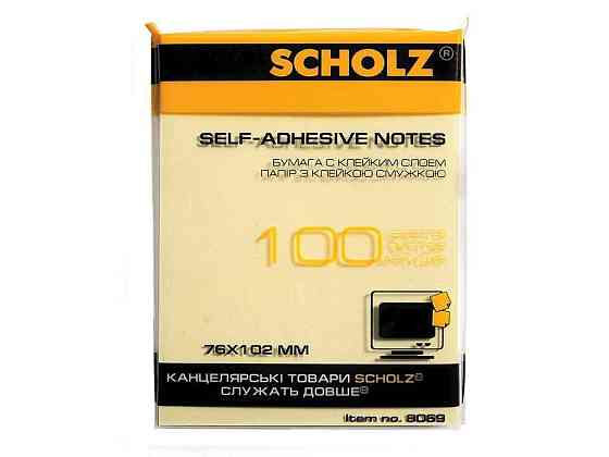 Бумага клеящаяся, 76х102мм, 100 листов, желтый, 8069 ТМ Scholz Solmir Киев