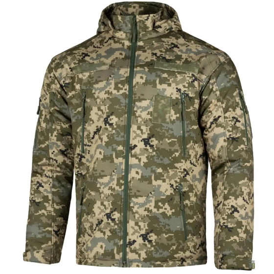 Мужская зимняя теплосохраняющая куртка SoftShell Max-Heat ММ-14 с капюшоном (Пиксель ВСУ) L Винница