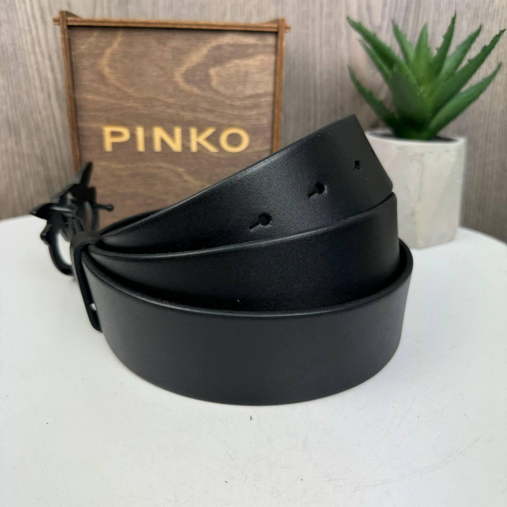 Шкіряний жіночий ремінь широкий стиль Пінко з пташками, пояс Pinko натуральна шкіра Чорний ( 23288 ) Харків - фото 3