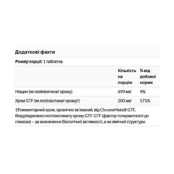 Минерал хром Source Naturals ChromeMate® Chromium GTF 200mcg Yeast Free 120 табл Киев