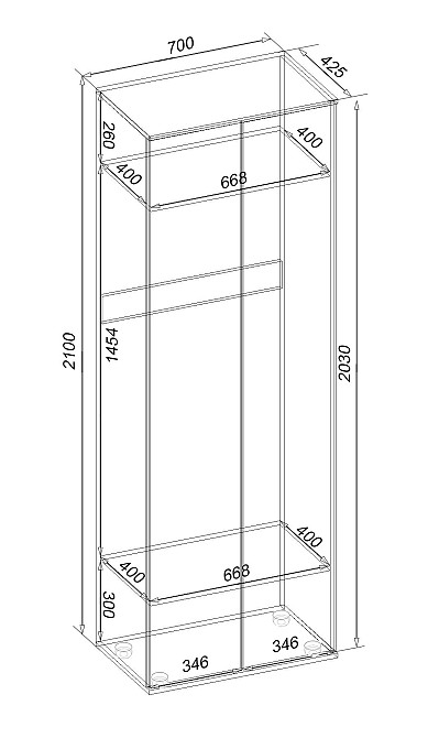 Шафа для одягу Ketrin К-1, Дуб Конкордія, 700/425/2100 Львів - фото 3