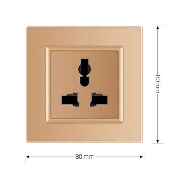 Розетка універсальна 12 стандартів в 1 Livolo золото скло (VL-C7C1C-13) Коломыя