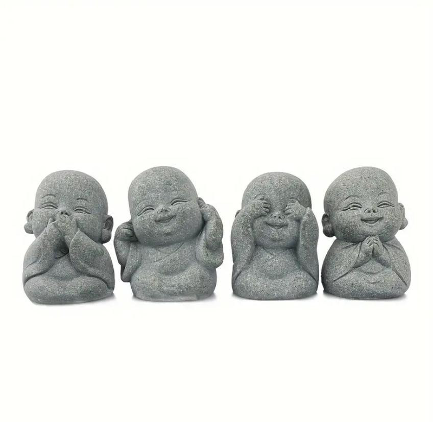 Набор фигурок Будды из камня (4 шт.), милые статуэтки для офиса, дома, декора, аквариума. Киев - изображение 6