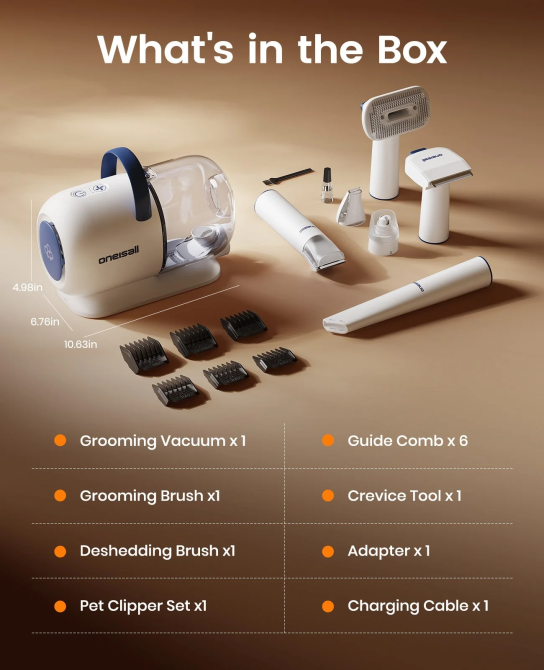 Пилосос-фен 10 кПа для грумінгу машинка для стрижки, сушіння та вичісування вовни тварин Oneisall Cozy SE2 Луцк - изображение 3