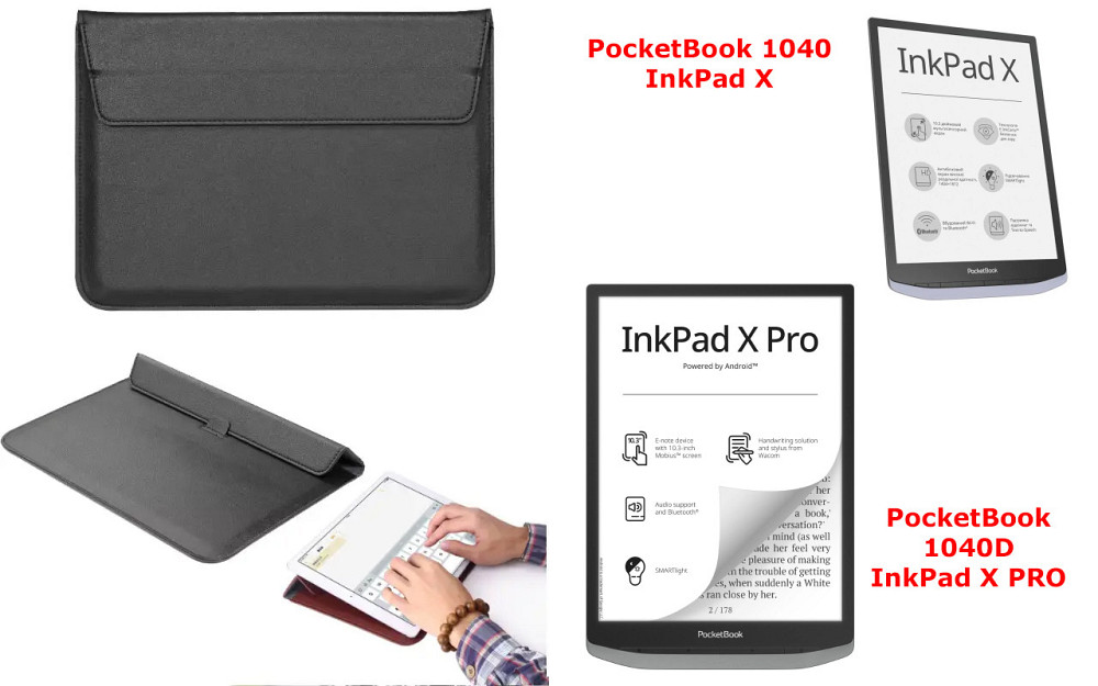 Чехол-конверт VitoCase для PocketBook 1040, 1040 Pro, с функцией подставки для книги Черный Киев - изображение 1