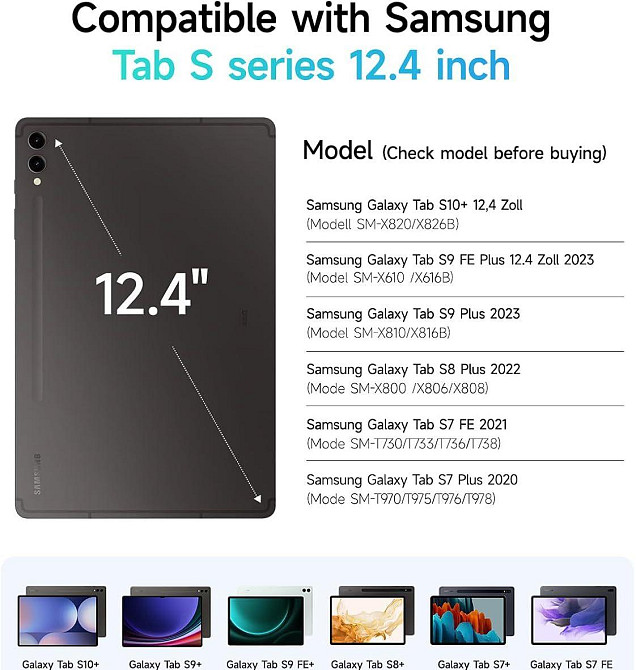 Чохол книжка Samsung Tab S9+ Plus X810 S9 FE+ X610 клавіатура (чорний) Одеса - фото 4