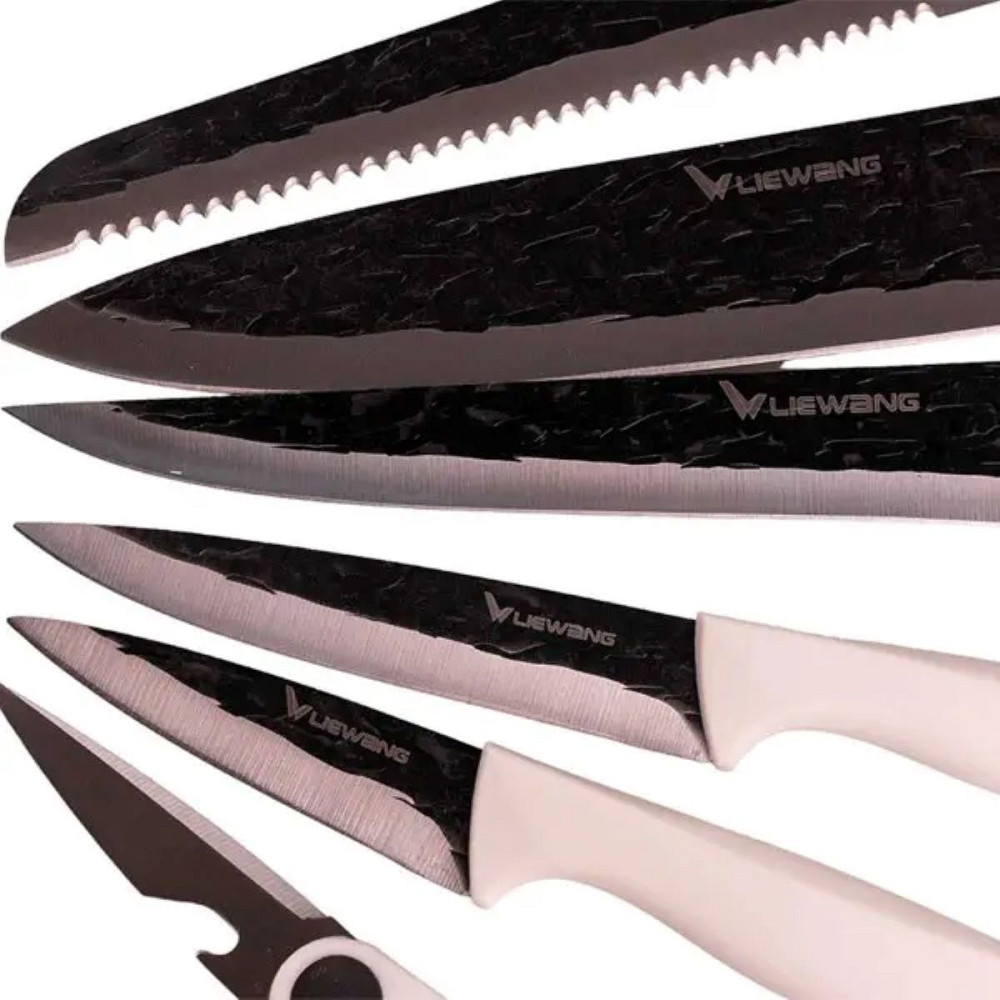 TS Kitchen Набір кухонних ножів з підставкою 6 предметів білий Київ - фото 3