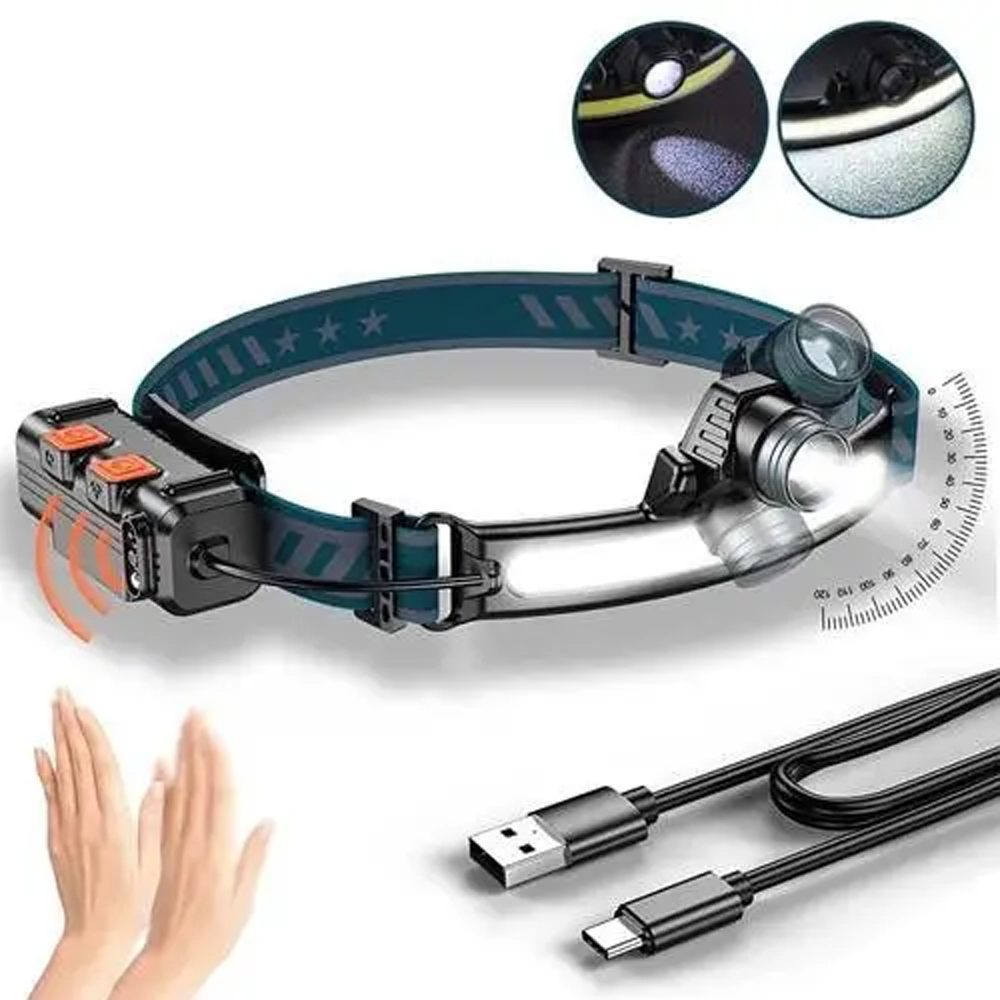 Ліхтарик налобний BL-W678-2-P50+COB,зі зумом та USB SBR Київ - фото 5