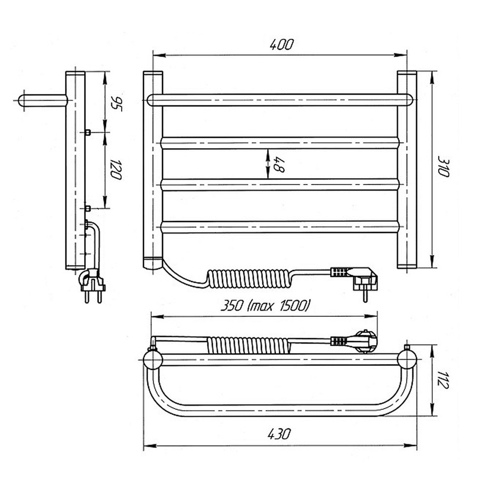 Электрический полотенцесушитель Laris Зебра Прайм ЧК4 400Х300 Э белый Киев - изображение 7