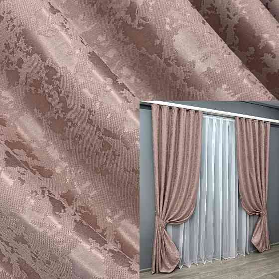 Комплект готових штор VR-Textil Льон мармур Pavliani VO № 1716ш пудровий 100х270 см 2 шт (31-775) Київ