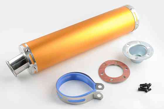 Глушник (тюнінг) 420 * 100mm, кріп. Ø78mm (нержавіюча сталь, золотий, прямоток, mod:1) Київ