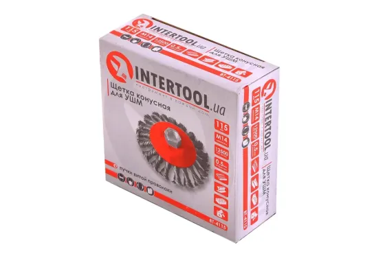 Щітка для УШМ конусна Intertool пучки витою дроту 115м Вінниця