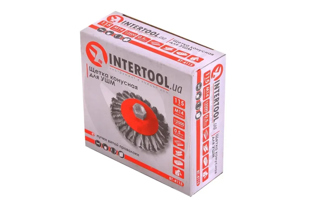 Щетка для УШМ конусная Intertool пучки витой проволоки 115мм Винница - изображение 3