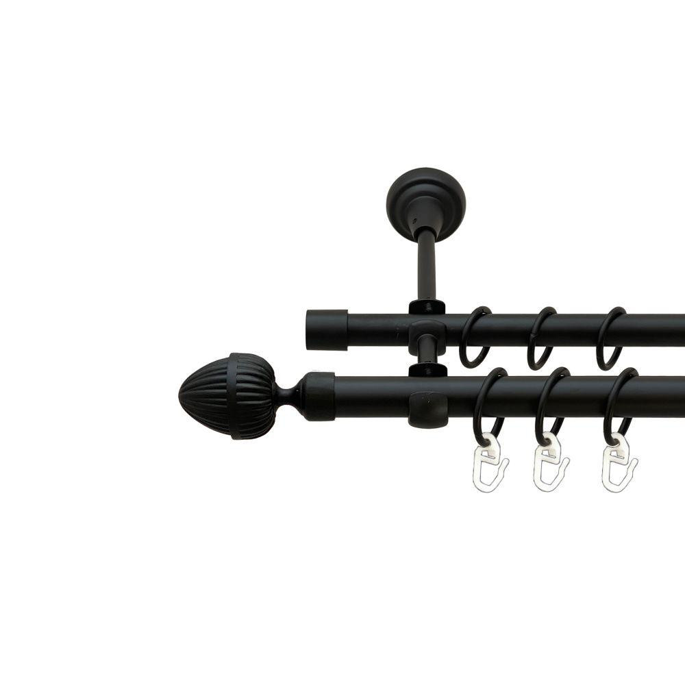 Карниз Orvit Одеон металевий дворядний відкритий гладка труба кільце металеве Чорний Оксамит 19\16 мм 300 см Львов - изображение 1