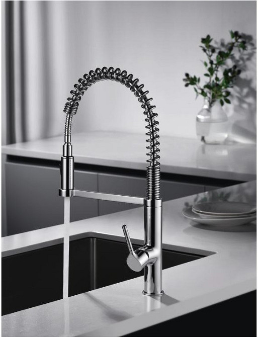 Змішувач для кухні TOPAZ SARDINIA TS-08401-H71 Гнучкий вилив на пружині, з душовою насадкою (000027422) Київ - фото 2