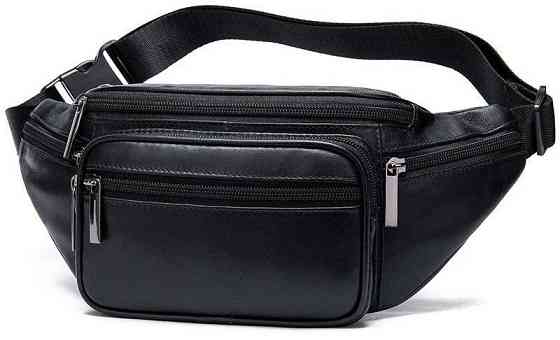 Сумка поясна з овечої шкіри Vintage 20205 Чорна Київ