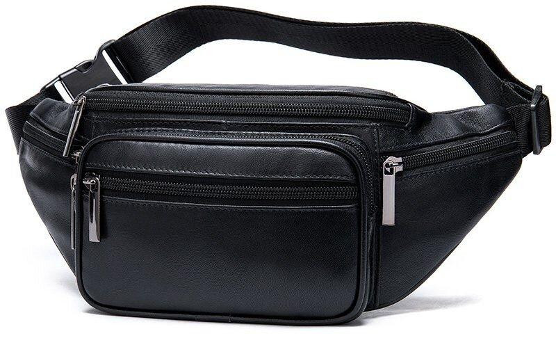 Сумка поясна з овечої шкіри Vintage 20205 Чорна Київ - фото 1