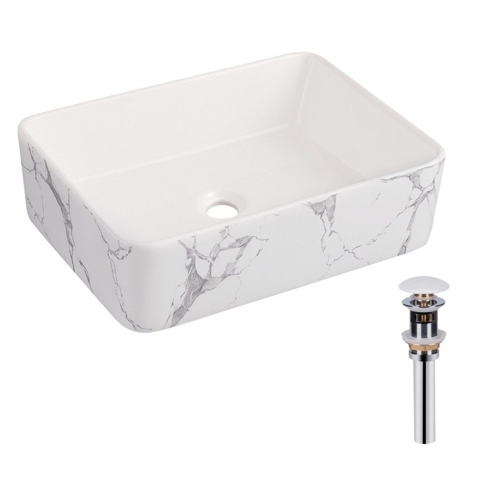 Раковина накладна Qtap Tern 480x370x135 мм, Marble, прямокутна, з донним клапаном QT17116069MR Київ - фото 1