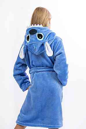 Халат детский, велсофт, голубой Стич топ Крохатушка одяг Киев