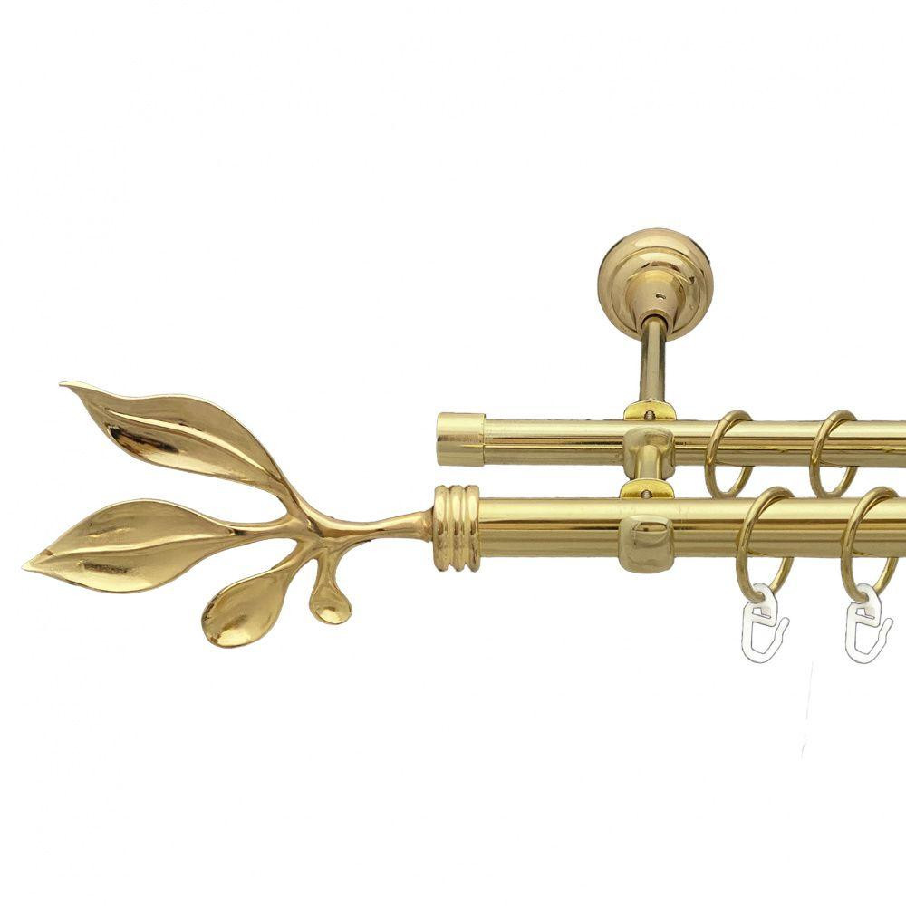 Карниз Orvit Баваро металевий дворядний відкритий гладка труба кільце металеве Золото 19\16 мм 240 см Львов - изображение 1