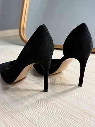 Туфли женские Meideli 11-1 челноки на шпильке с вырезом замшевые черные, 38, 24 см Киев