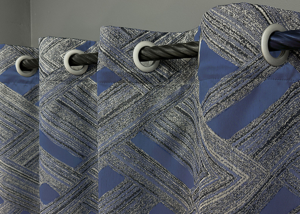 Комплект штор на люверсах VR-Textil Жаккард Mystery № 1627ш Серый с темно-синим 150х270 см 2 шт (37-0204) Киев - изображение 5