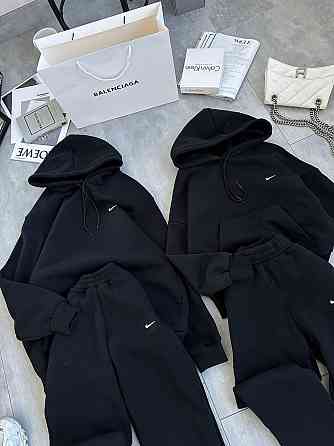 Чоловічий теплий стильний тринитний костюм на флісі + манжети рибана Чорний, 42/46 Одеса