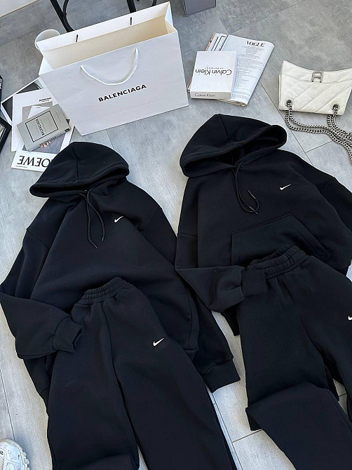 Мужской теплый стильный тринитный костюм на флисе + манжеты рыбана Черный, 42/46 Одесса - изображение 4