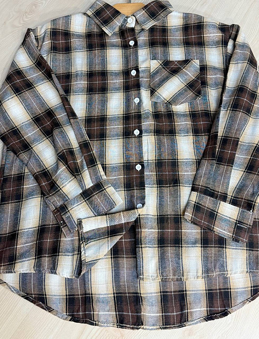 Рубашка женская Baoyu 225-1 в клетку оверсайз фланель, темно-коричневый, one size Киев - изображение 8
