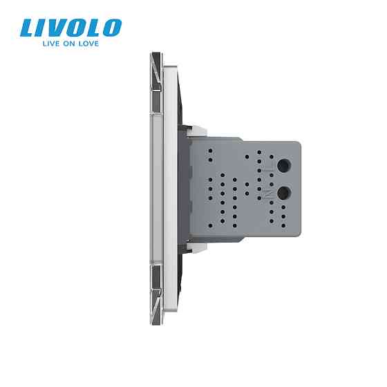 Розетка універсальна з USB розеткою Livolo сірий скло (VL-C7C1AUSB-15) Коломыя