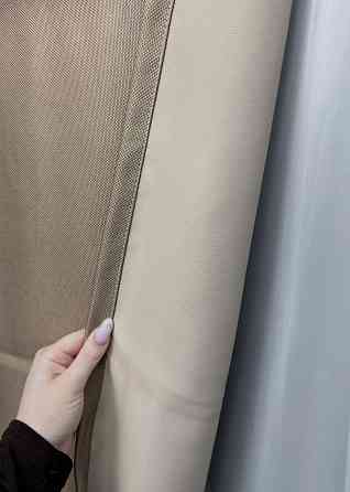 Комплект штор VR-Textil рогожка преміум TERRA LUXE 100х270 2шт і Тюль 400х270 1858ш-115т бежевий з білим 71-076/2 Київ